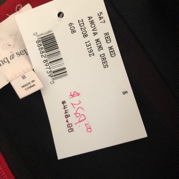 NWT Cinq a Sept Nova Red and Black Mini Dress - Picture 9 of 11